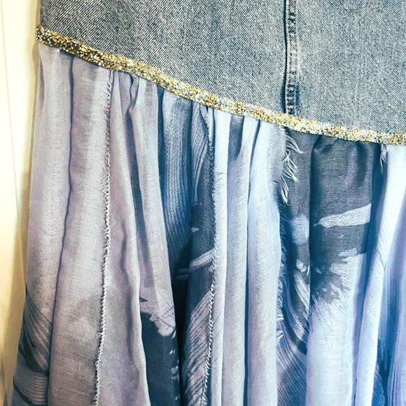 Designer Asymmetrical Skirt Denim & Viscose | Handmade - NWT - Picture 13 of 13
